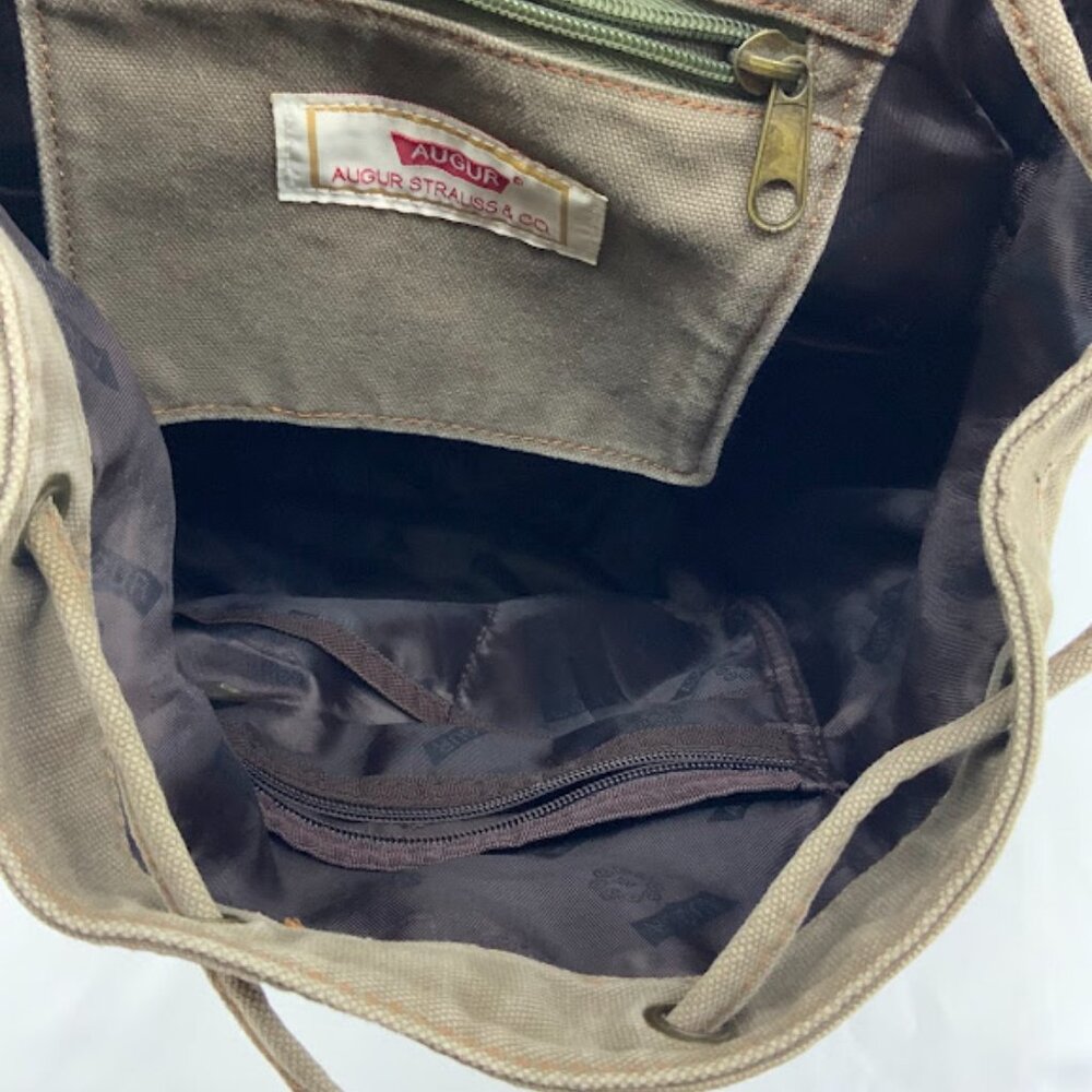 Augur Strauss & Co. JANS Backpack, Canvas, Taupe with Leather Straps - Picture 3 of 5
